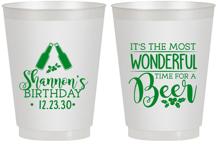 Personalized Birthday 16 oz Frosted Cups - Christmas | 20082
