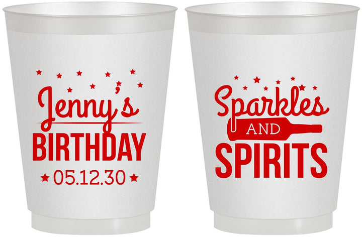 Personalized Birthday 16 oz Frosted Cups - Sparkles Spirits | 20083