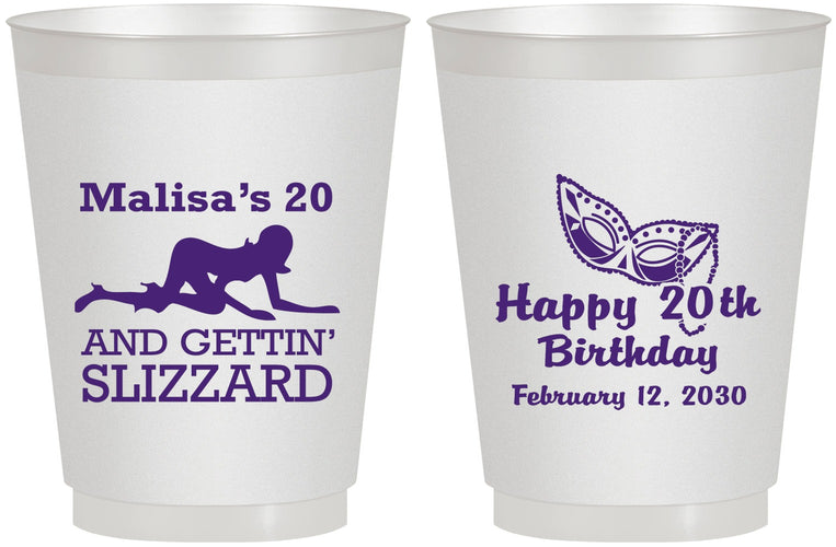 Personalized Birthday 16 oz Frosted Cups - 20th Mardi Gras | 20084