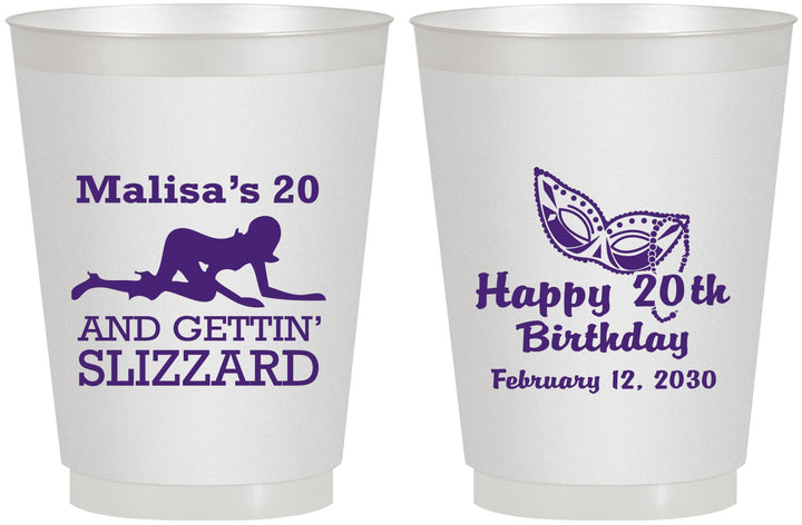 Personalized Birthday 16 oz Frosted Cups - 20th Mardi Gras | 20084
