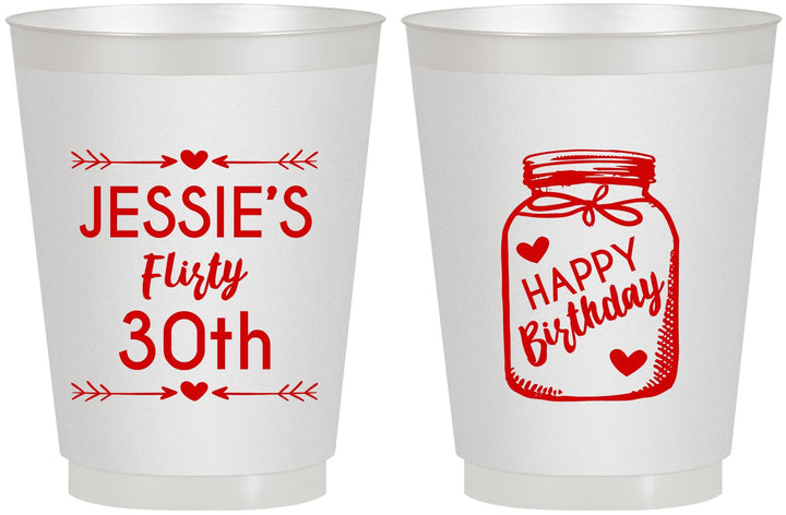 Personalized Birthday 16 oz Frosted Cups - 30th Flirty At Thirty | 20087