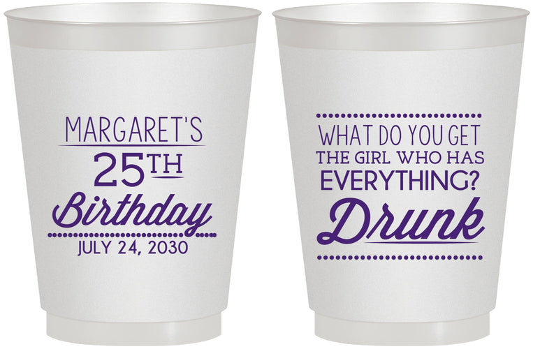 Personalized Birthday 16 oz Frosted Cups - 25th | 20093