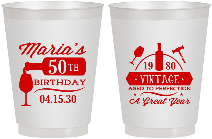 Personalized Birthday 16 oz Frosted Cups - 50th Wine | 20098