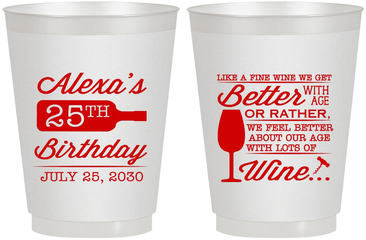 Personalized Birthday 16 oz Frosted Cups - 25th Wine | 20099