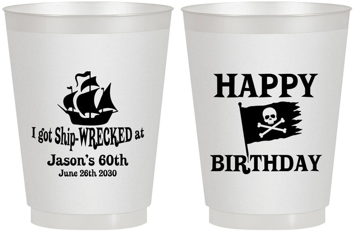 Personalized Birthday 16 oz Frosted Cups - 60th Pirate | 20106