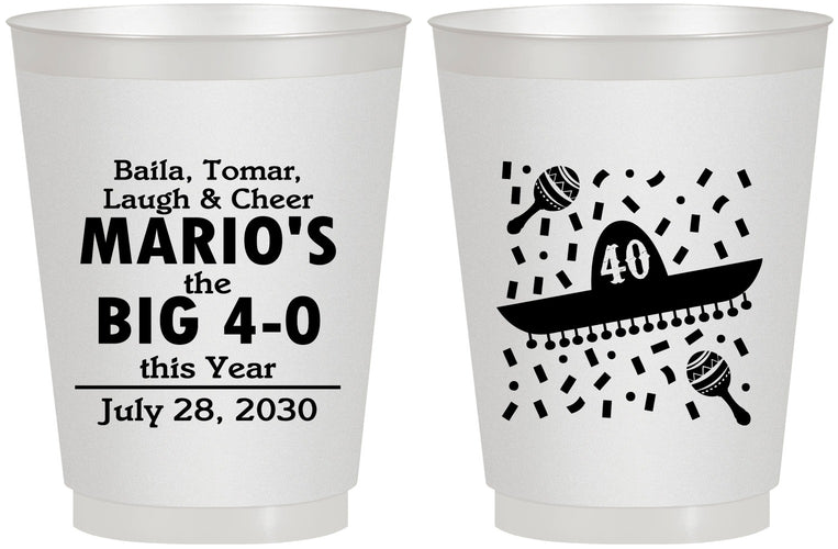 Personalized Birthday 16 oz Frosted Cups - 40th Mexico | 20109