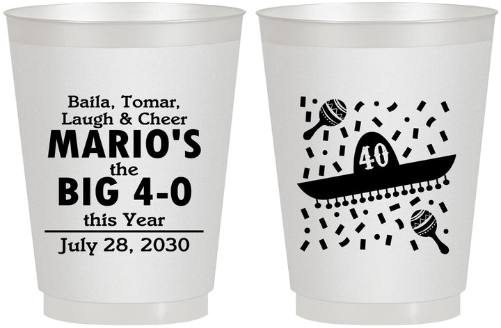Personalized Birthday 16 oz Frosted Cups - 40th Mexico | 20109