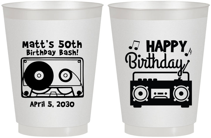 Personalized Birthday 16 oz Frosted Cups - 50th Cassette Tape | 20117