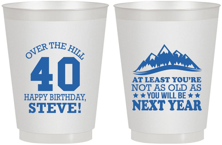 Personalized Birthday 16 oz Frosted Cups - 40th Over The Hill | 20123