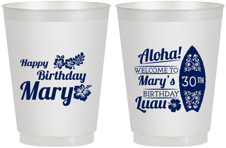 Personalized Birthday 16 oz Frosted Cups - 30th Hawaii | 20136