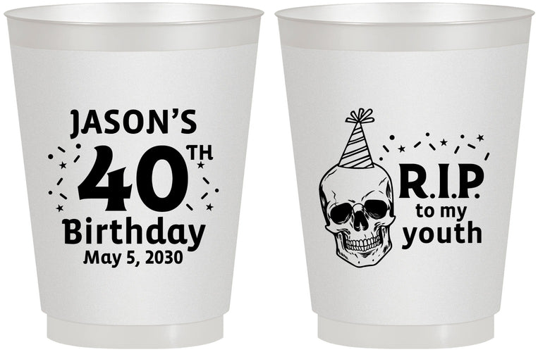 Personalized Birthday 16 oz Frosted Cups - 40th Rip Youth | 20141