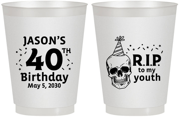 Personalized Birthday 16 oz Frosted Cups - 40th Rip Youth | 20141