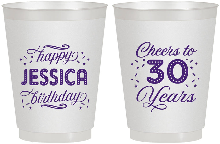Personalized Birthday 16 oz Frosted Cups - Cheers To 30 Years | 20142
