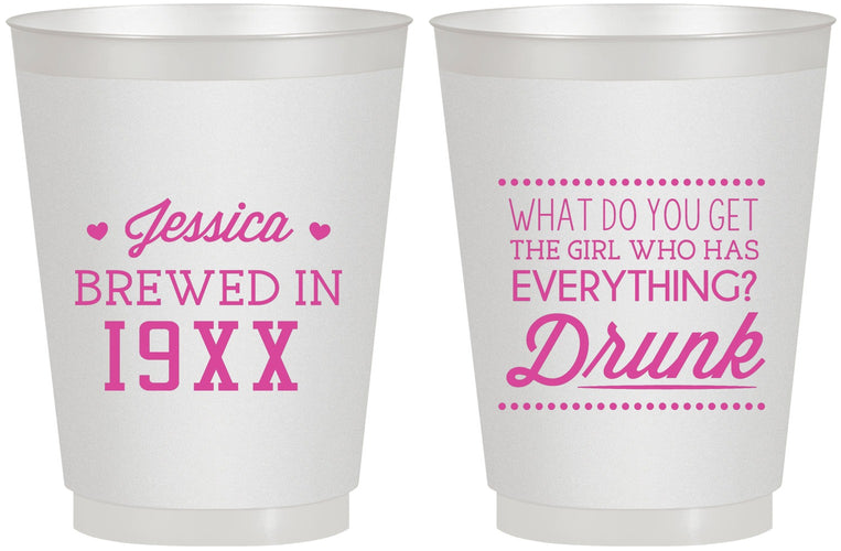 Personalized Birthday 16 oz Frosted Cups - Drunk | 20147