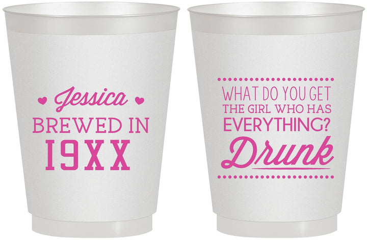 Personalized Birthday 16 oz Frosted Cups - Drunk | 20147