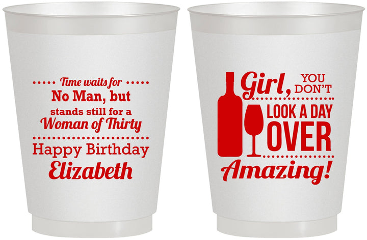 Personalized Birthday 16 oz Frosted Cups - Look A Day Over Amazing | 20150