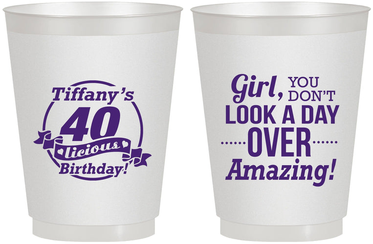Personalized Birthday 16 oz Frosted Cups - 40th | 20153