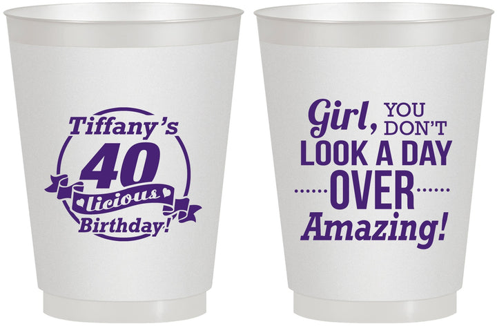 Personalized Birthday 16 oz Frosted Cups - 40th | 20153