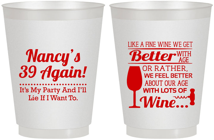 Personalized Birthday 16 oz Frosted Cups - 40th Wine | 20154