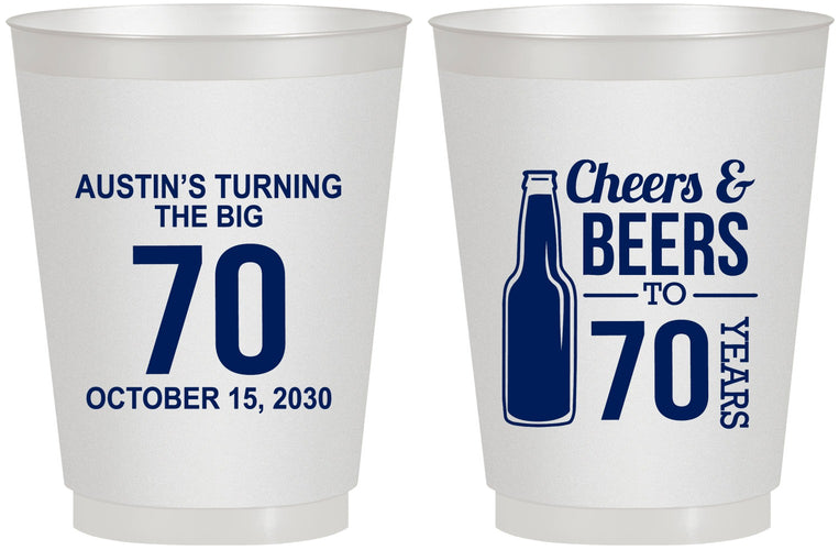 Personalized Birthday 16 oz Frosted Cups - Cheers Beers To 70 Years | 20161