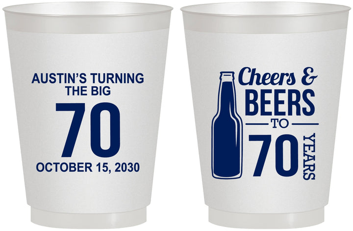 Personalized Birthday 16 oz Frosted Cups - Cheers Beers To 70 Years | 20161