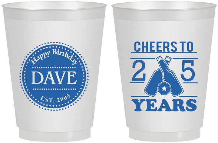 Personalized Birthday 16 oz Frosted Cups - Cheers To 25 Years | 20164