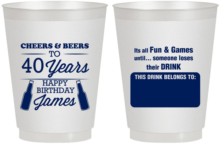 Personalized Birthday 16 oz Frosted Cups - Cheers Beers To 40 Years | 20165