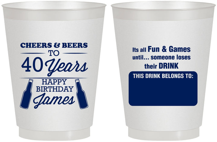 Personalized Birthday 16 oz Frosted Cups - Cheers Beers To 40 Years | 20165