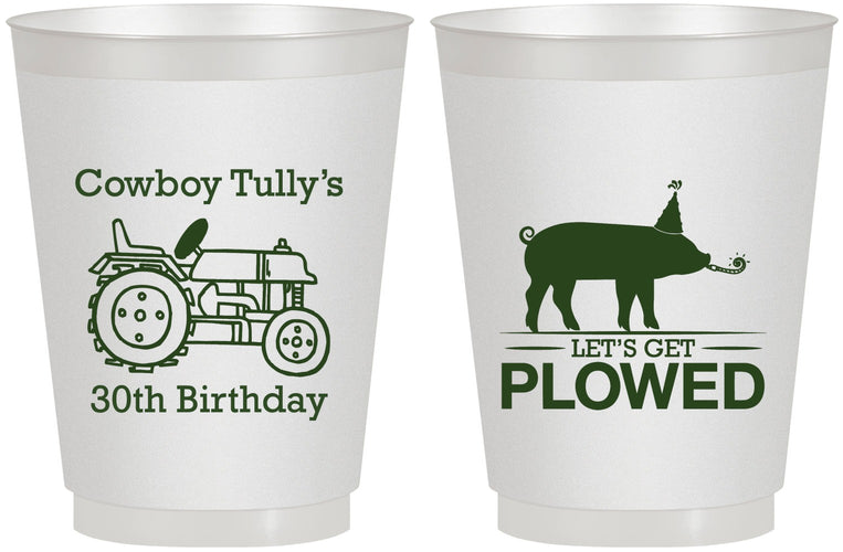Personalized Birthday 16 oz Frosted Cups - 30th Get Plowed | 20166