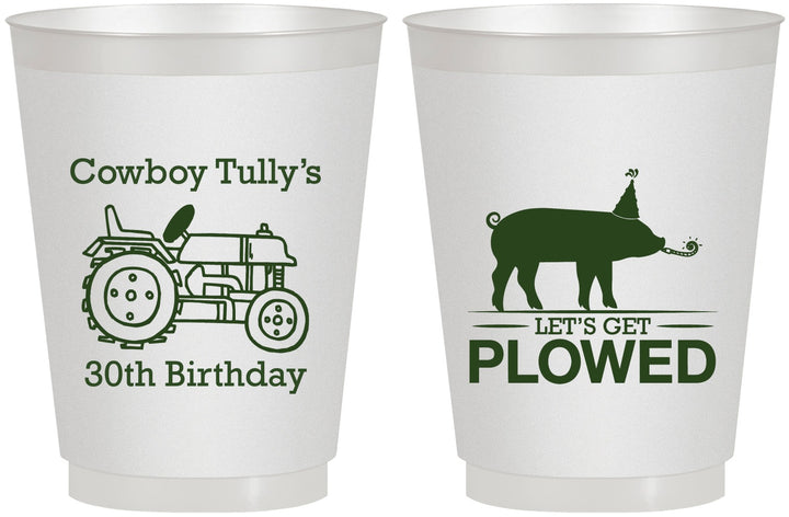 Personalized Birthday 16 oz Frosted Cups - 30th Get Plowed | 20166