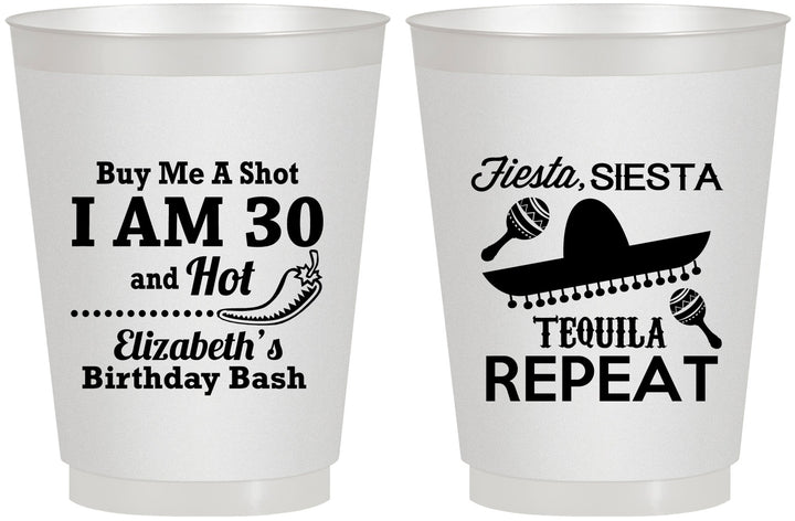 Personalized Birthday 16 oz Frosted Cups - 30th Fiesta Siesta Tequila | 20177