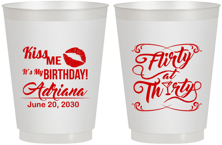 Personalized Birthday 16 oz Frosted Cups - 30th Flirty At Thirty | 20190