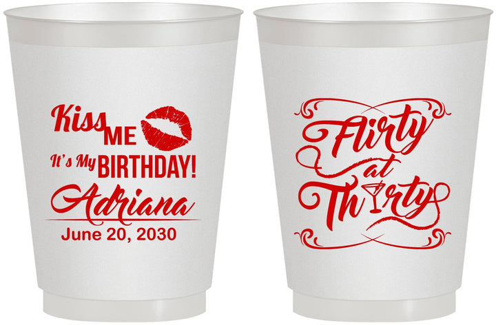 Personalized Birthday 16 oz Frosted Cups - 30th Flirty At Thirty | 20190