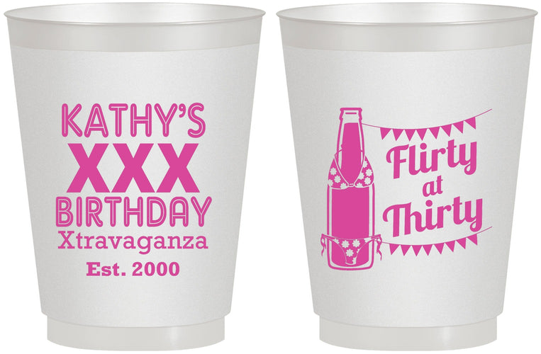 Personalized Birthday 16 oz Frosted Cups - 30th Flirty At Thirty | 20191