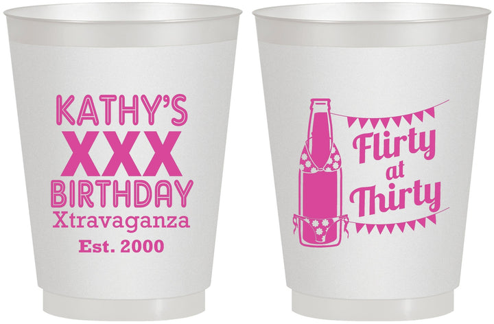 Personalized Birthday 16 oz Frosted Cups - 30th Flirty At Thirty | 20191