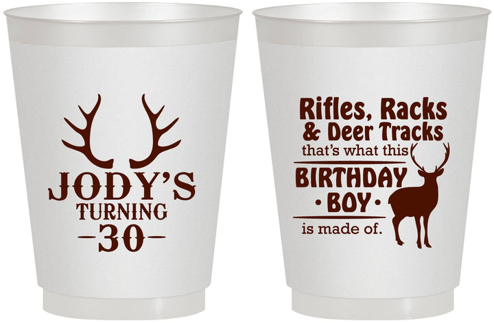 Personalized Birthday 16 oz Frosted Cups - 30th Hunting | 20196
