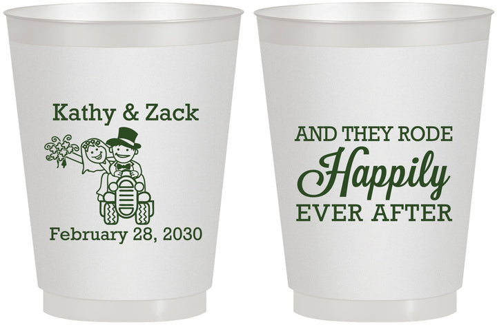 Personalized Wedding 16 oz Frosted Cups - Happily Ever After Tractor | 202