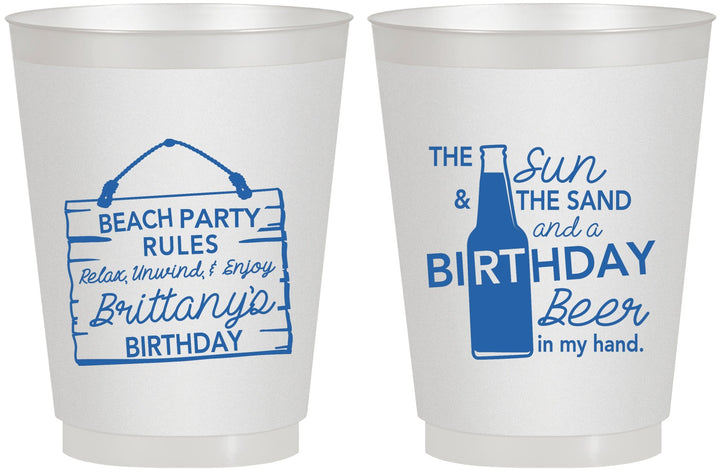 Personalized Birthday 16 oz Frosted Cups - Beach | 20200