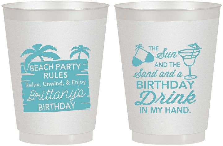 Personalized Birthday 16 oz Frosted Cups - Beach | 20201