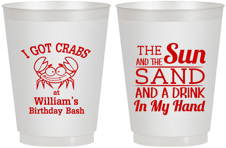 Personalized Birthday 16 oz Frosted Cups - Sun Sand Drink Hand | 20205