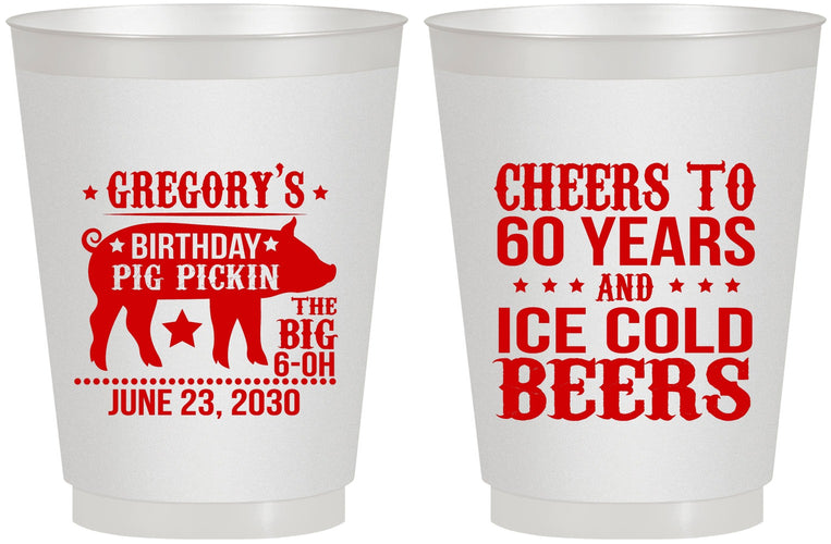 Personalized Birthday 16 oz Frosted Cups - 60th Barbeque Bbq | 20217