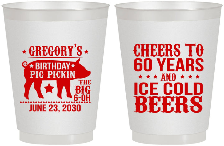 Personalized Birthday 16 oz Frosted Cups - 60th Barbeque Bbq | 20217