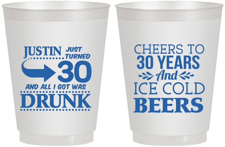 Personalized Birthday 16 oz Frosted Cups - Cheers To 30 Years | 20219