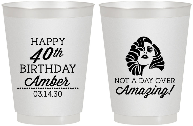 Personalized Birthday 16 oz Frosted Cups - 40th | 20222
