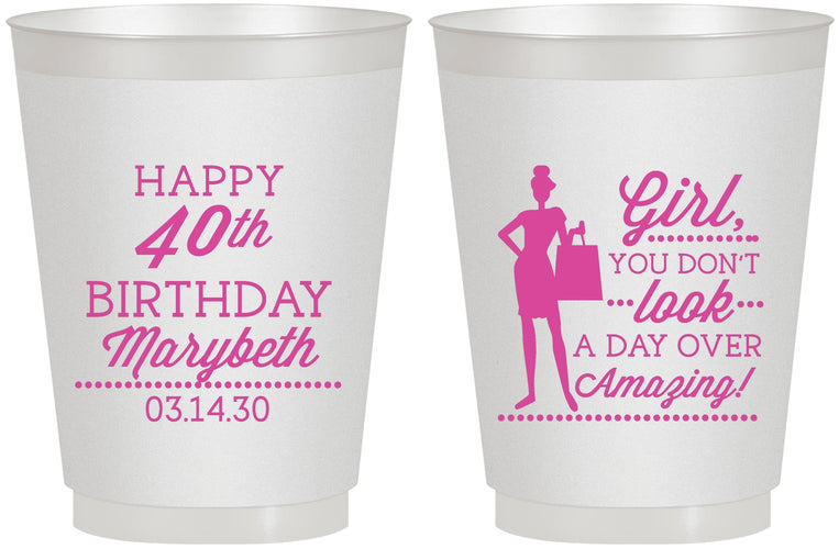 Personalized Birthday 16 oz Frosted Cups - 40th | 20223