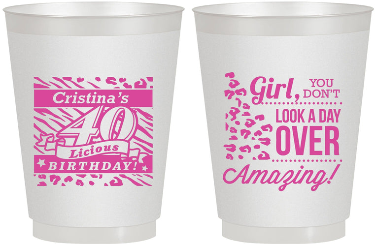 Personalized Birthday 16 oz Frosted Cups - 40th | 20224