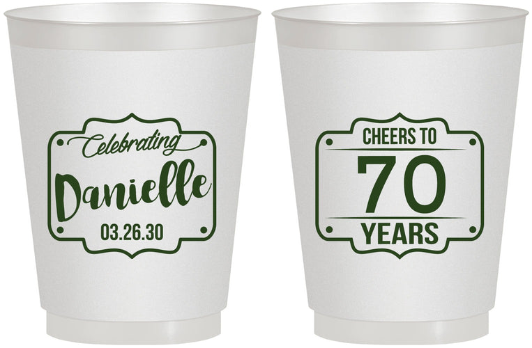 Personalized Birthday 16 oz Frosted Cups - Cheers To 70 Years | 20227