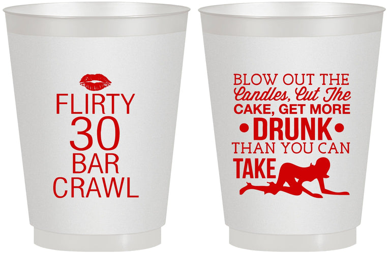 Personalized Birthday 16 oz Frosted Cups - 30th Bar Crawl | 20233
