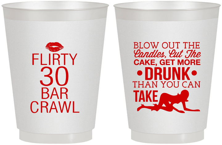 Personalized Birthday 16 oz Frosted Cups - 30th Bar Crawl | 20233