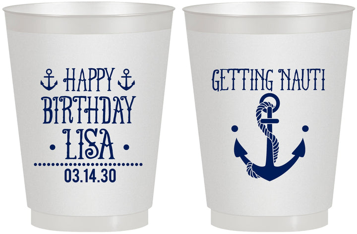 Personalized Birthday 16 oz Frosted Cups - Getting Nauti | 20239
